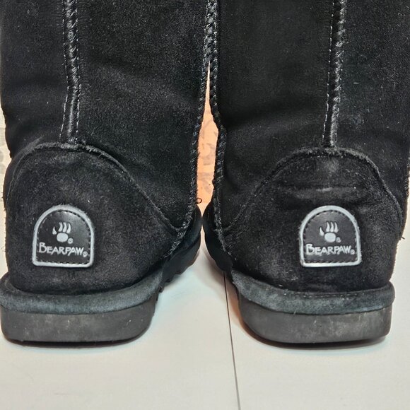 BEARPAW WOMEN'S ELLE TALL SUEDE WINTER PULL ON BOOTS Sz 9 BLACK Wool - Picture 10 of 15